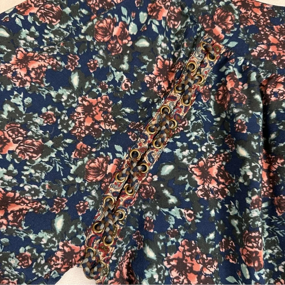 Gimmicks Floral Oversized 3/4‎ Sleeve Peasant Shirt Boho Cottagecore